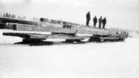 Linn Freight Swing with Extra Long Timbers on Island Falls Winter Road 1929