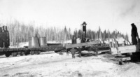 1929/30 Marion Crane Transferring Construction Materials to freight Sleighs Mile 86