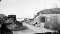 1929/30 Marion 450 Loading fill onto side dump cars. Possibly part of Dam Construction
