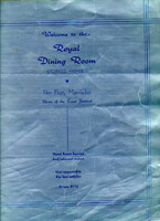 Royal Hotel Menu - 1965