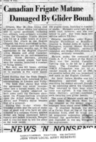1945 Frigate "Matane" hit by Glider Bomb in English Channel - Joe Skoda on Board