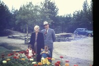 Enid and Maurice Roche with two Grandchildren at Phantom Lake in 1956