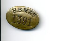 Brass Time Badge No. 1591