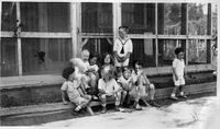 birthday party on steps
