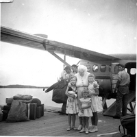 Chlo and kids on plane dock