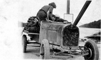 girl climbing on ford 1933