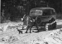 landry snowmobile and wayne huffaker at xmas 1938