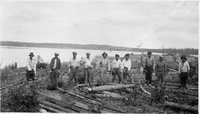 native work crew and logs