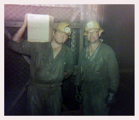 Leonard Swarchuk carrying the powder Pre 1978 . North Main