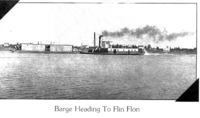 Barge with freight for Flin Flon - On the Saskatchewan River at The Pas - C 1927