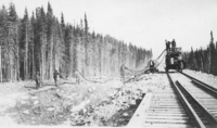 Fighting Fire with rail mounted fire truck. 