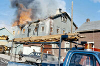 Elks Hall on Church street in flames...............