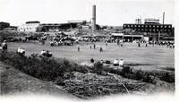 Ball game on the old ‘lake bottom’ sports ground 