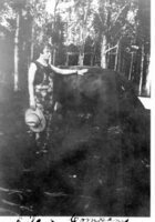 Lila Judd at Callinan Point with Bessie the cow. 1930 