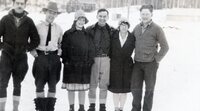 Four unidentified men , Ella Hughes and Irene McGilvary C 1930