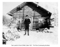 Tom Lamb in Front of His Cabin 1927