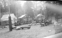  Scouts around Council Circle Camp Fire 1940’s