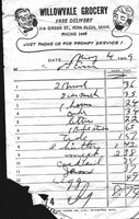 Willowvale Grocery bill May4 1959