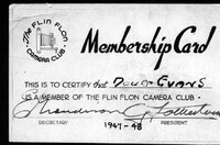 Membership in Flin Flon Camera Club , Doug Evans 1947
