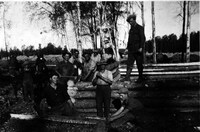 Building one of the early houses in Flin Flon