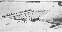 Rink on the ice of Flin Flon Lake about 1929