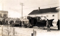 Linn Tractor Pulling Loaded Sleighs C 1929