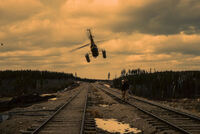 1961 Helicopter Bringing Supplies to HBM&S Exploration Party