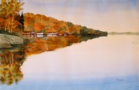 Boat Houses on Big Island Lake by Elizabeth Delgatty