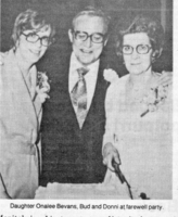 Daughter Onalee Bevans, Bud and Donni Jobin at farewell Party
