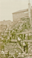 Votors trying to enter the Community Hall during the 1934 Strike