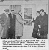 Official Opening fo Rotary Court, February 11, 1961