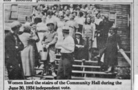 women blocked the entry to the Community Hall 1934 Strike
