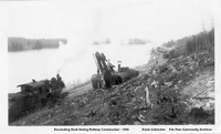 Excavating Rock During Railway Construction 1928 (Likely Flin Flon Line)
