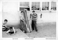 Boys Painting Window Boxes, Ross Lake School, ? , ? , ? , Aden Fulford on Right.