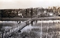 flinflon.early1930 foot bridge to Ross Lake Island