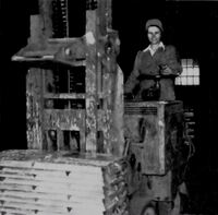 HBMS.Ann Kulcher forklift operator in Zinc Warehouse during the war years