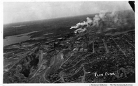 Arial View of HBM&S Workings at Flin Flon showing the Open Pit....